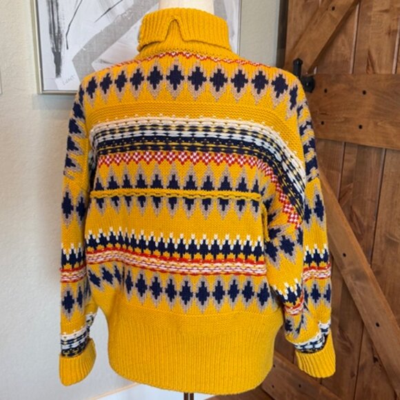 Rag & Bone Willow Fair Isle Wool Turtleneck Sweater Small Mustard Yellow - Picture 5 of 11